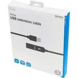PRIME USB 2.0 pikenduskaabel, aktiivne, tüüp A isane - tüüp A emane, 3m, must