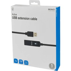 PRIME USB 2.0 pikenduskaabel, aktiivne, tüüp A isane - tüüp A emane, 7m, must