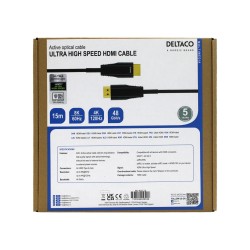 ULTRA High Speed HDMI-kaabel, 48Gbps, 15m, Must, AOC
